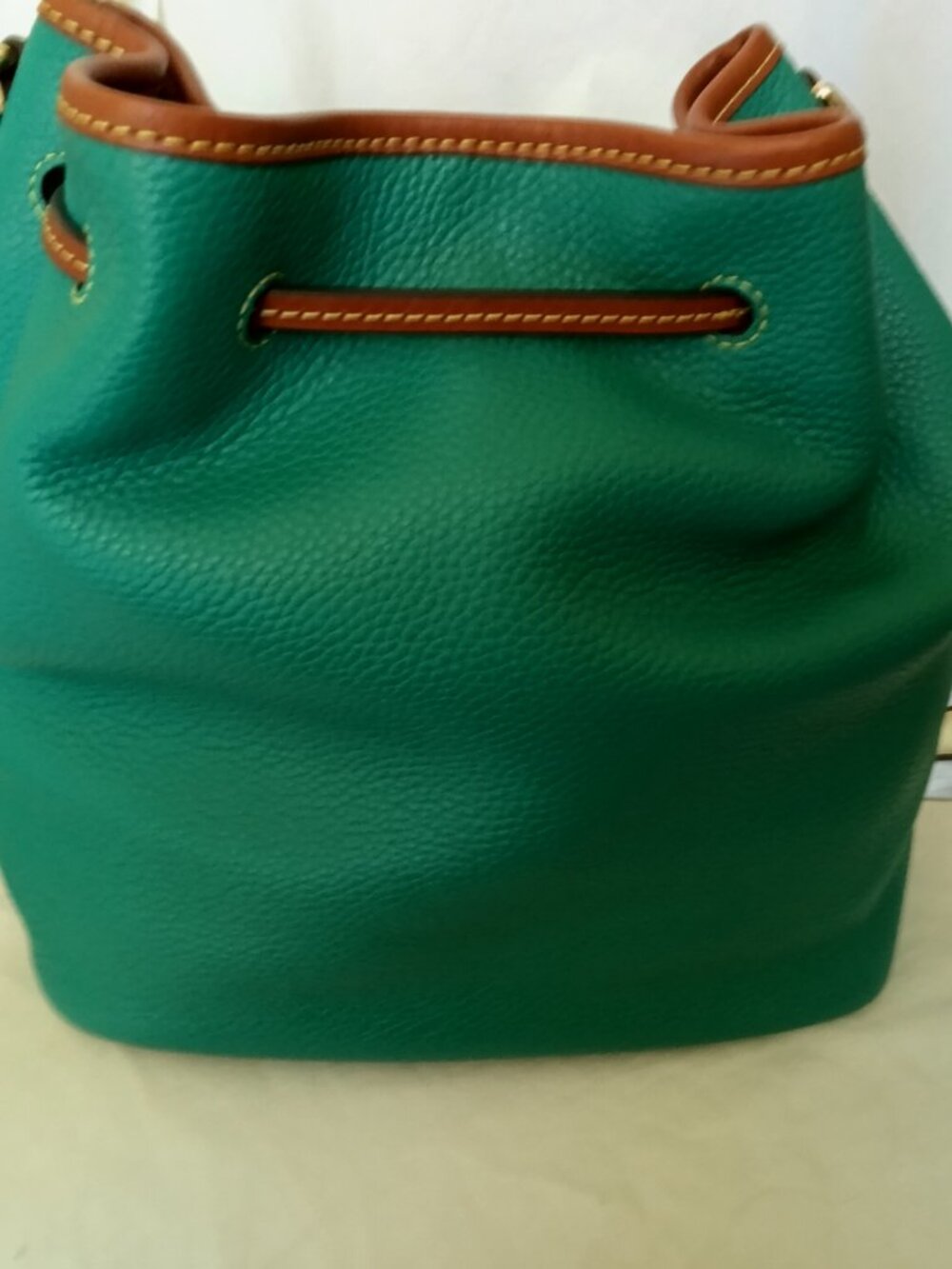 Dooney Bourke Tasha Drawstring Pebble Grain Leather Spearment NWOT - Picture 4 of 14